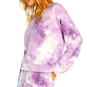 Wildfox tie dye purple stars pullover lounge top size L